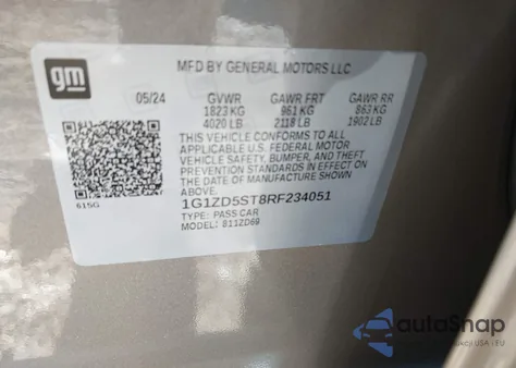 2024 Chevrolet Malibu Fwd 1Lt из США, поврежденный, VIN 1G1ZD5ST8RF234051